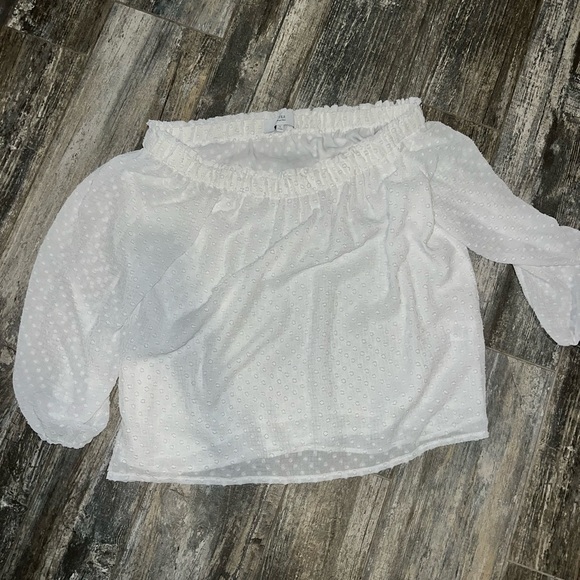 Textile Elizabeth & James Swiss Dot Off the Shoulder Top Size Large - Picture 4 of 4